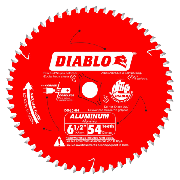 6-1/2 in. x 54 Tooth Medium Aluminum Cutting Saw Blade - 8 per Order